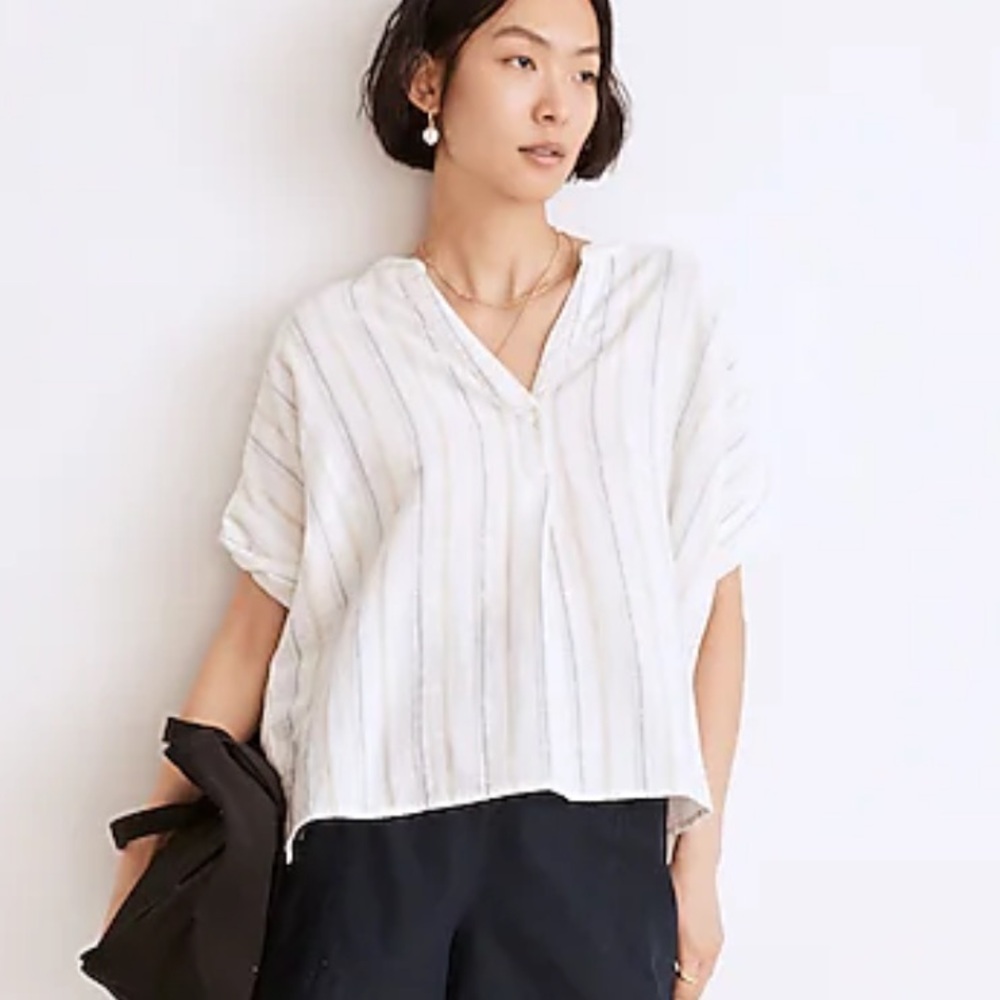 Madewell Lakeline Popover Shirt in Schulner Stripe xl
